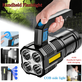 USB Rechargeable Handheld LED Flashlight Outdoor Spotlight Searchlight Work Light(Logistics only For USPS.TK/TMEU only For self-pickup)
