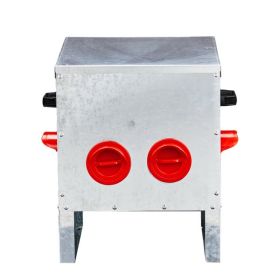 Automatic Chicken Feeder Rodent Proof, 4 Ports Large Capacity Metal Poultry Feeder with Handles and Lid, Galvanized Chicken Feeder for Hen Coop